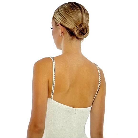 Mac Duggal Sweetheart Evening Gown w/Rhinestone Accents White 2 - Picture 5 of 16